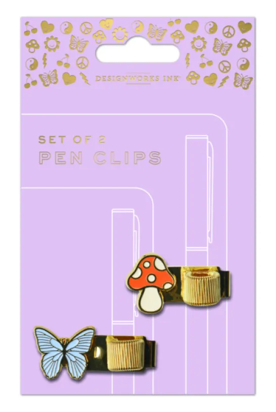 Pen Clips - Butterfly & Mushroom (Set of 2)